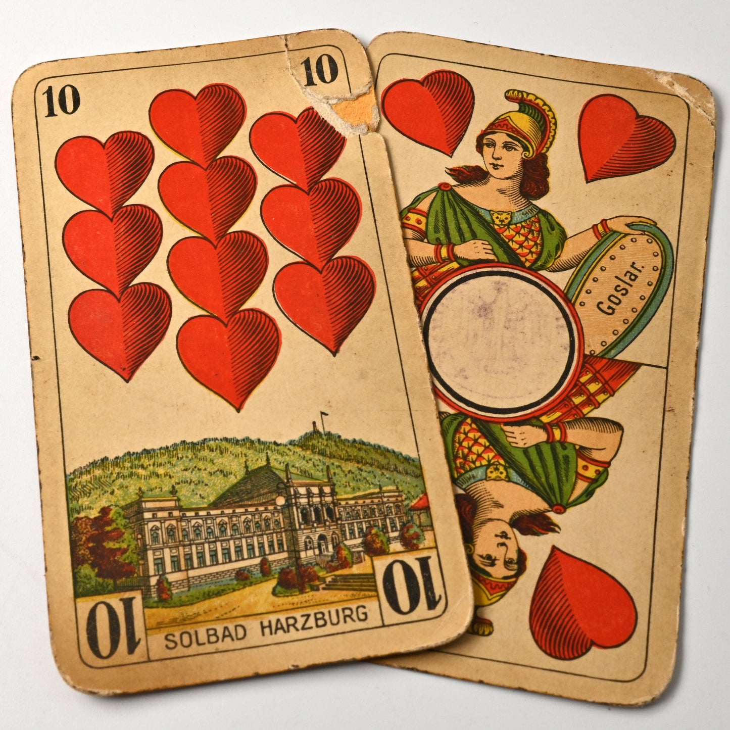 Skat Playing Cards – F.A. Lattmann Goslar, Prussian Double Image with Harz Views, German Deck, One-of-a-Kind – 1920s