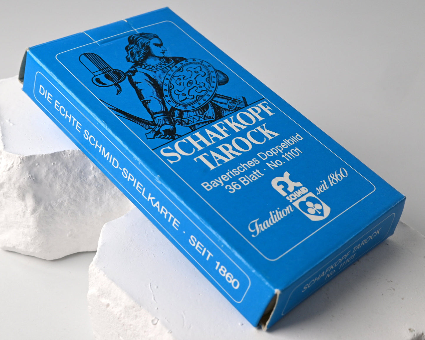 Tarock- und Schafkopfspiel – F.X. Schmid Spielkarten, bayerisches Doppelbild, Reklame BayWa, Einzelstück – 1970er Jahre