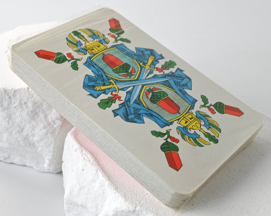 Skatspiel DDR, Altenburger Spielkarten, Etui aus Echtleder, deutsches Blatt, Einzelstück, 1980er Jahre
