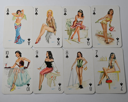Skatspiel, Bielefelder Spielkartenfabrik, Pin-Up Werbemotiv - Tonolift hebt den Blutdruck, französisches Blatt, 1960er Jahre