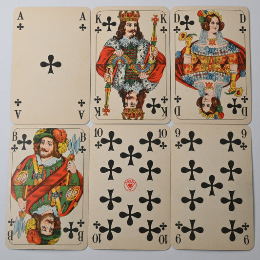 Doppelkopf Spielkarten Nr 39, Altenburger und Stralsunder Spielkartenfabriken AG, französisches Blatt, Einzelstück, 1940er Jahre