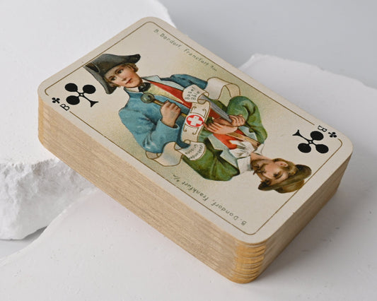 Patience-Kartenspiel – B. Dondorf, Patience Nr. 189 Schweizer Trachten, mit Beispielheft, Goldschnitt, Einzelstück – 1900er Jahre