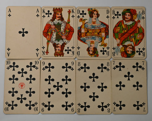 Skat Game – Altenburger Playing Cards, Skat-Karte Nr. 7, French-Suited Design, Checked Back – c. 1940 – One of a Kind