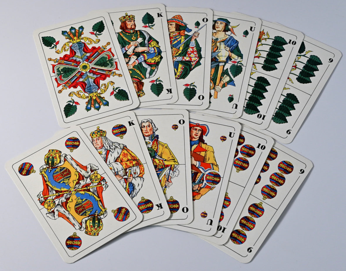 Vintage Doppelkopf Playing Cards, Altenburger DDR, German Pattern, Walter Krauss Design, Single Item, 1960s