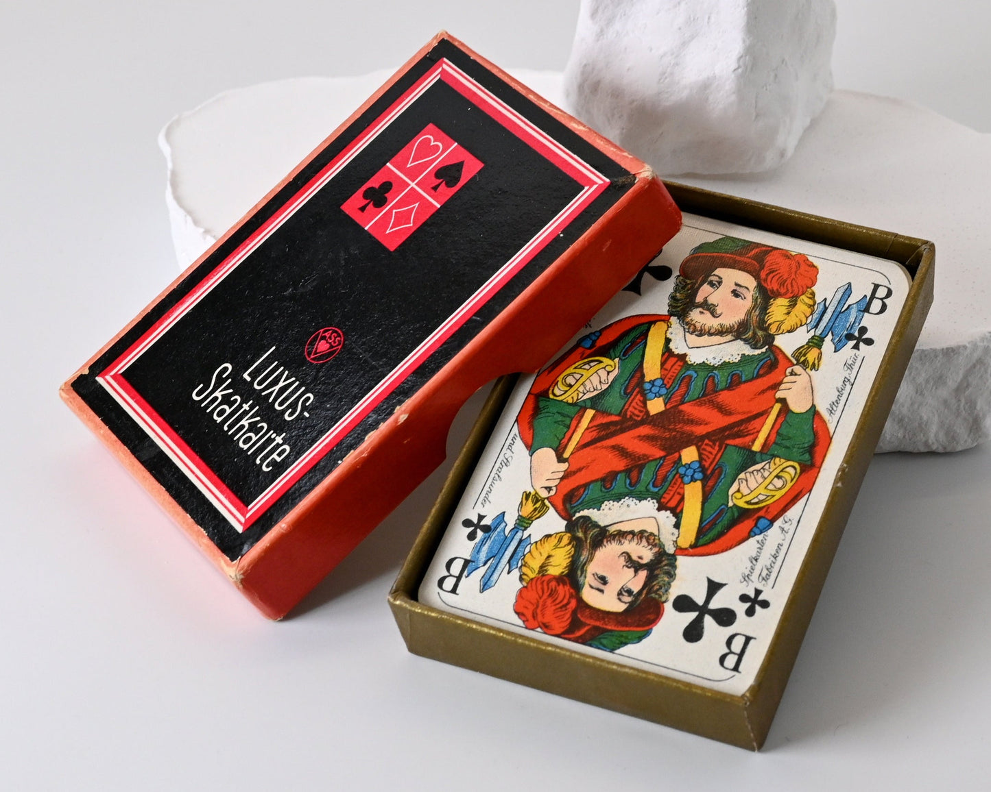 Vintage Skat Playing Cards, Altenburg Luxury Deck, Gold Edges, French Suits, Original Box, Single Item, 1940s