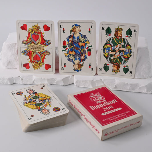 Doppelkopf Kartenspiel DDR, Altenburger Spielkarten, deutsches Blatt, Walter Krauss Design, Einzelstück, 1960er Jahre