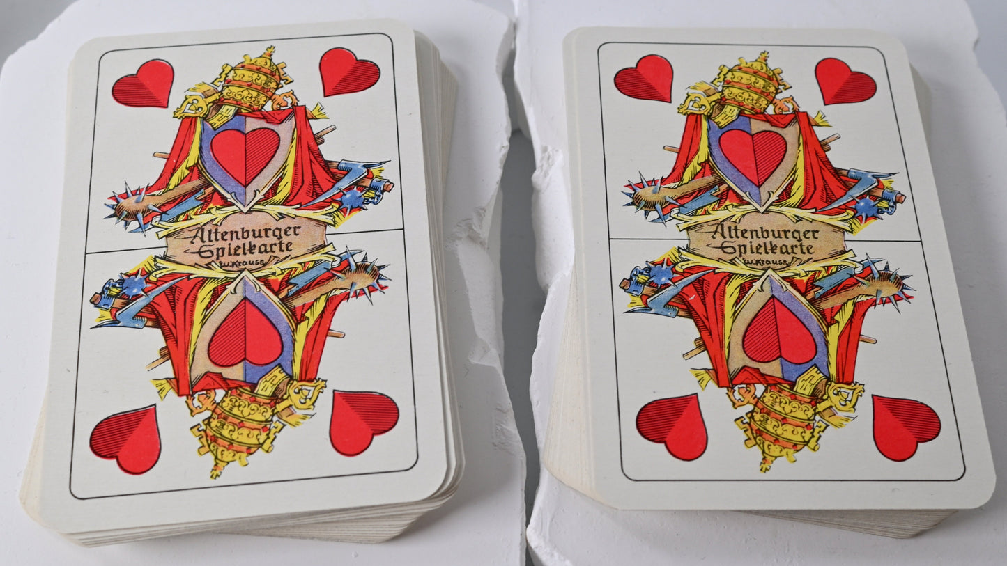 Vintage Doppelkopf Playing Cards, Altenburger DDR, German Pattern, Walter Krauss Design, Single Item, 1960s