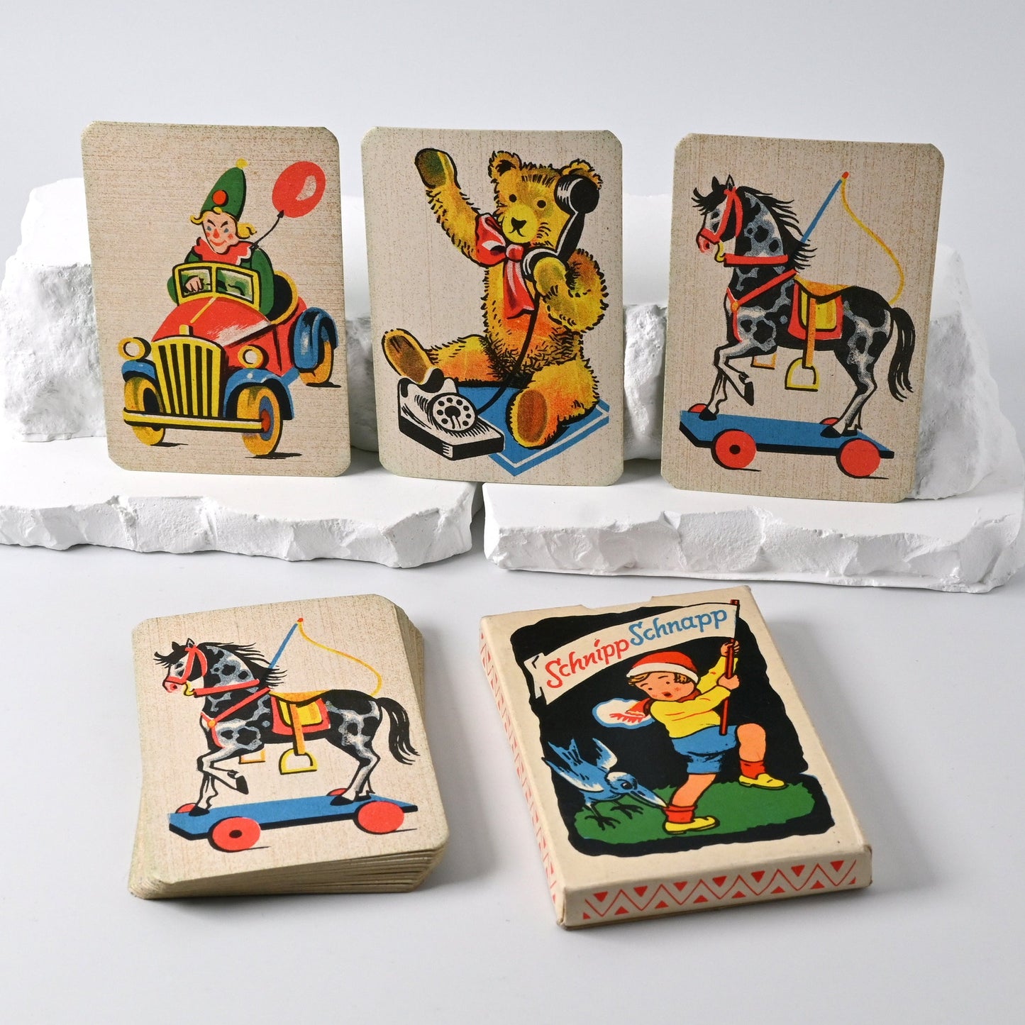 Quartet Card Game, Schnipp Schnapp  – Vintage Children’s Card Game, Antique Toy, Complete Set – 1940s