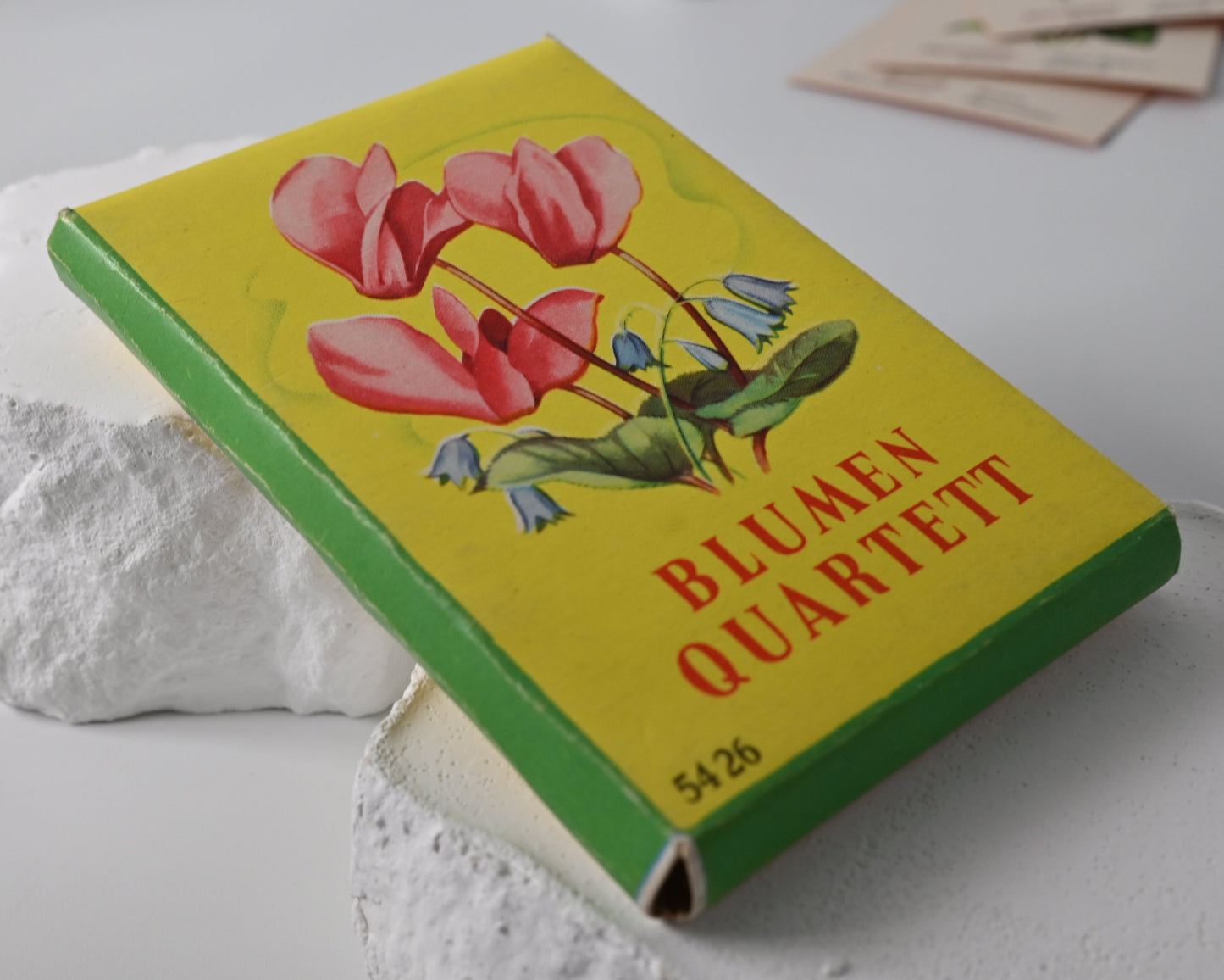 Blumenquartett – Schwager & Steinlein, Vintage Quartettspiel, vollständig, Originalschachtel, Einzelstück – 1950er Jahre