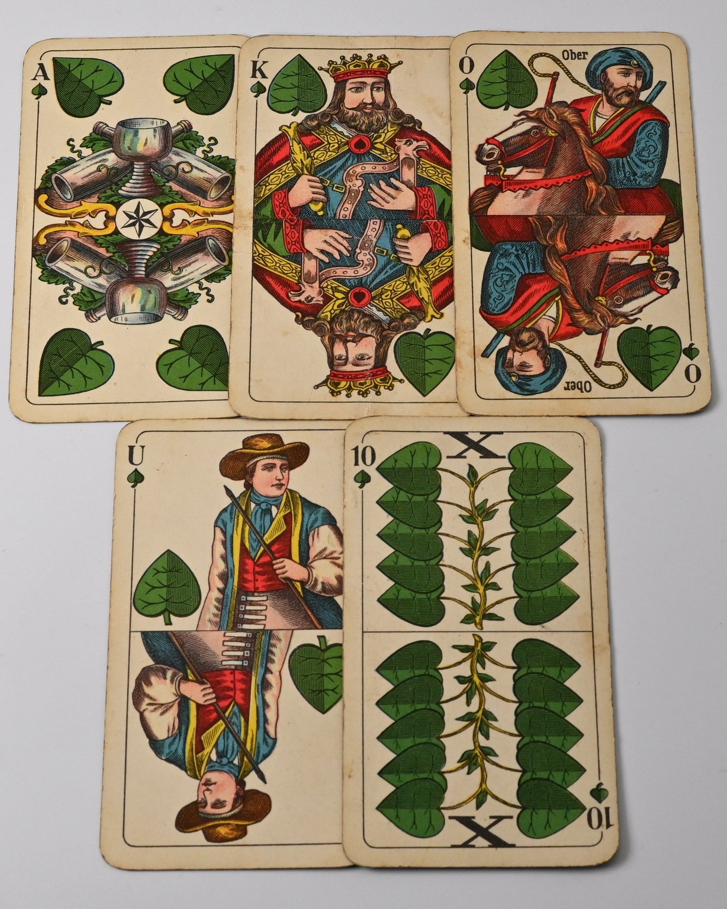 Schnapskarten – Schnapsen, 66, Mariage, Altenburger Spielkarten, Württembergisches Doppelbild, Deutsches Blatt, 20 Blatt, Einzelstück – 1920er Jahre