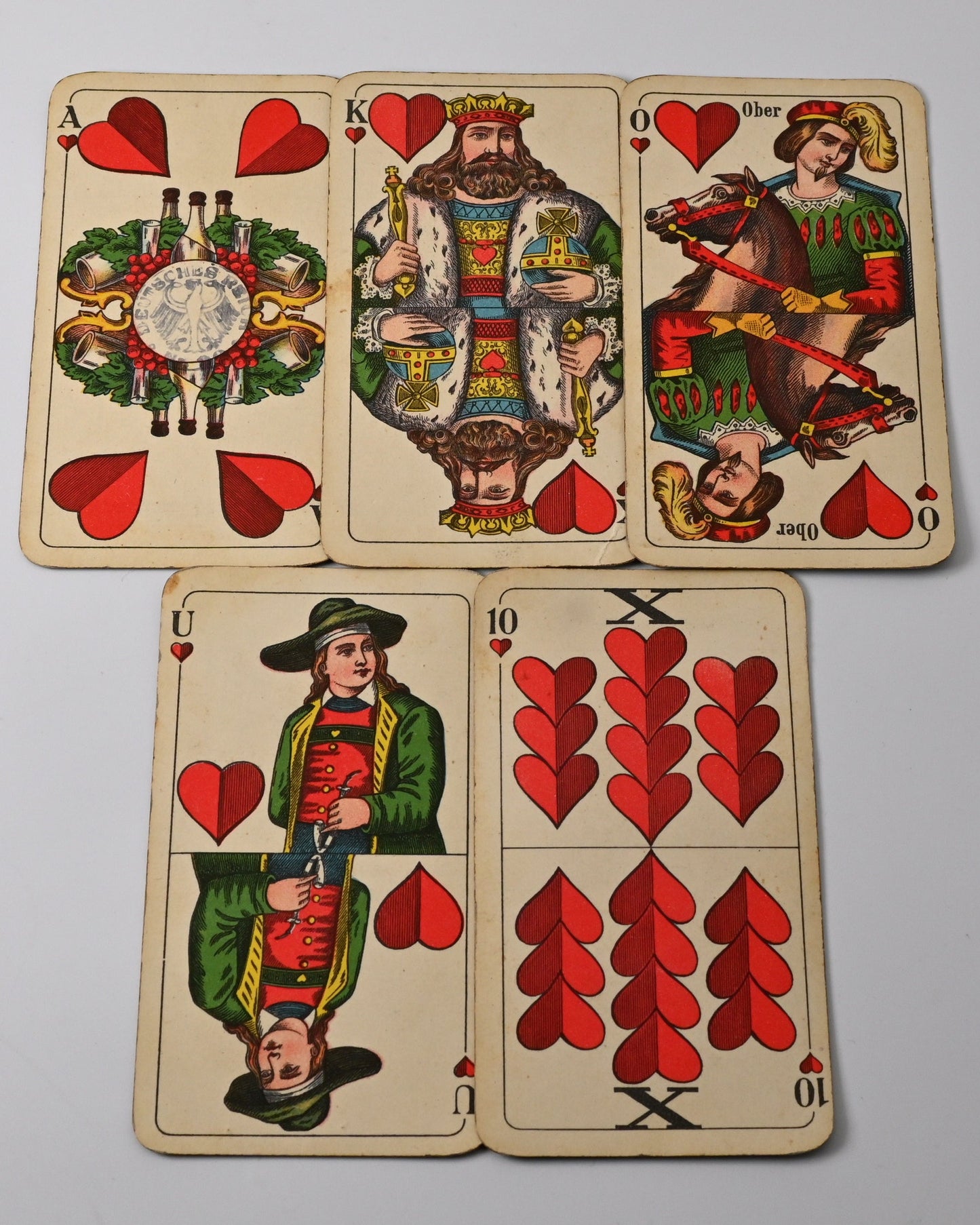 Schnapskarten – Schnapsen, 66, Mariage, Altenburger Spielkarten, Württembergisches Doppelbild, Deutsches Blatt, 20 Blatt, Einzelstück – 1920er Jahre