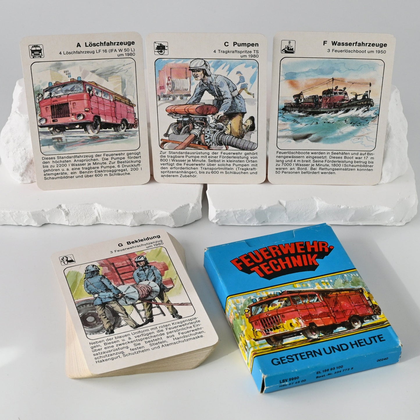 Quartettspiel – Feuerwehr-Quartett, Altenburger Spielkarten DDR, Feuerwehr-Technik, Einzelstück – 1980er Jahre