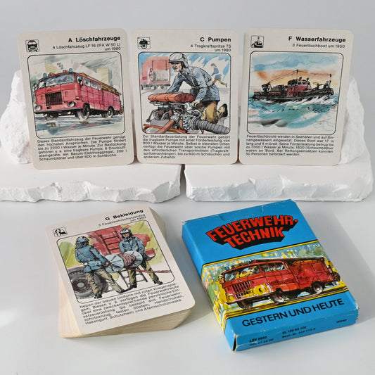 Quartettspiel – Feuerwehr-Quartett, Altenburger Spielkarten DDR, Feuerwehr-Technik, Einzelstück – 1980er Jahre