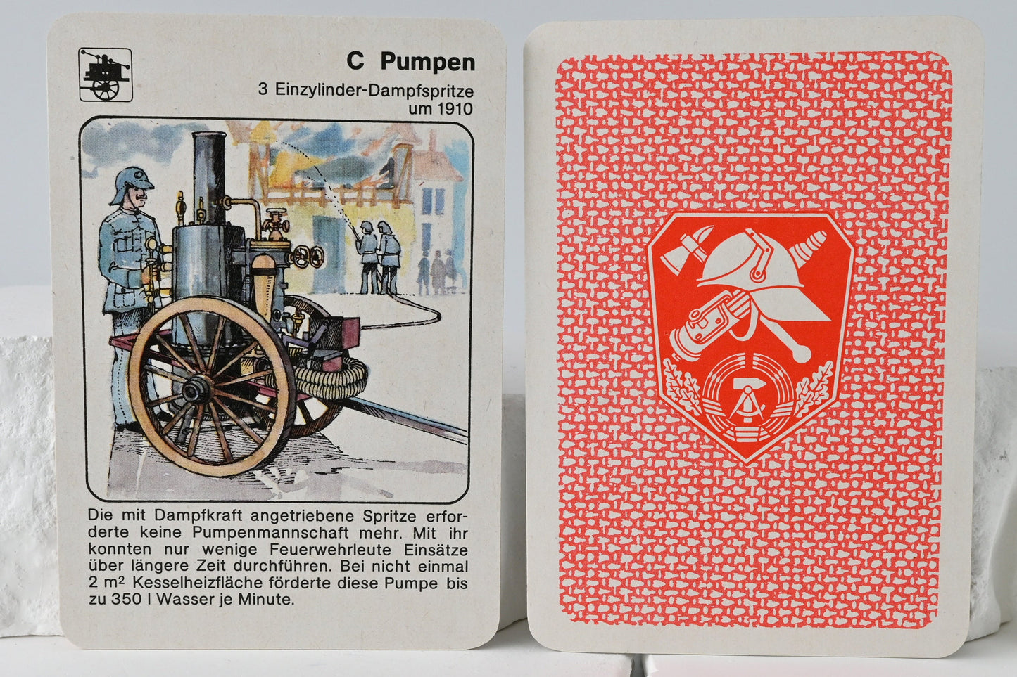 Quartettspiel – Feuerwehr-Quartett, Altenburger Spielkarten DDR, Feuerwehr-Technik, Einzelstück – 1980er Jahre
