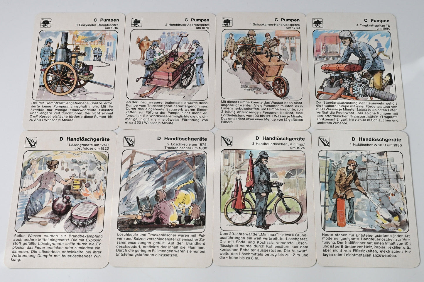 Quartettspiel – Feuerwehr-Quartett, Altenburger Spielkarten DDR, Feuerwehr-Technik, Einzelstück – 1980er Jahre