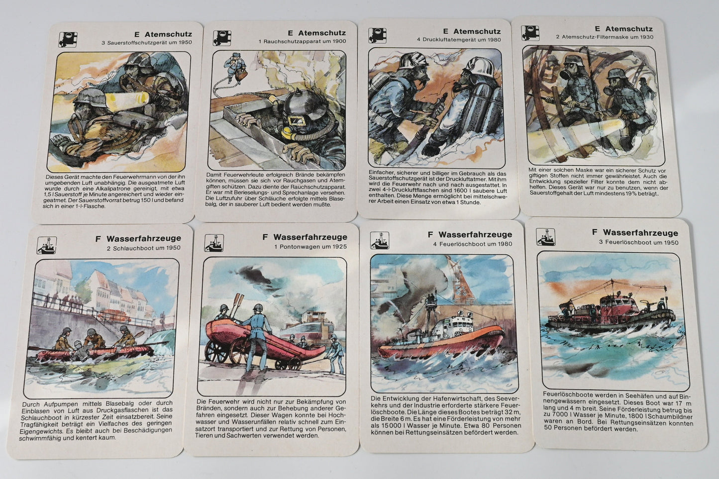 Quartettspiel – Feuerwehr-Quartett, Altenburger Spielkarten DDR, Feuerwehr-Technik, Einzelstück – 1980er Jahre