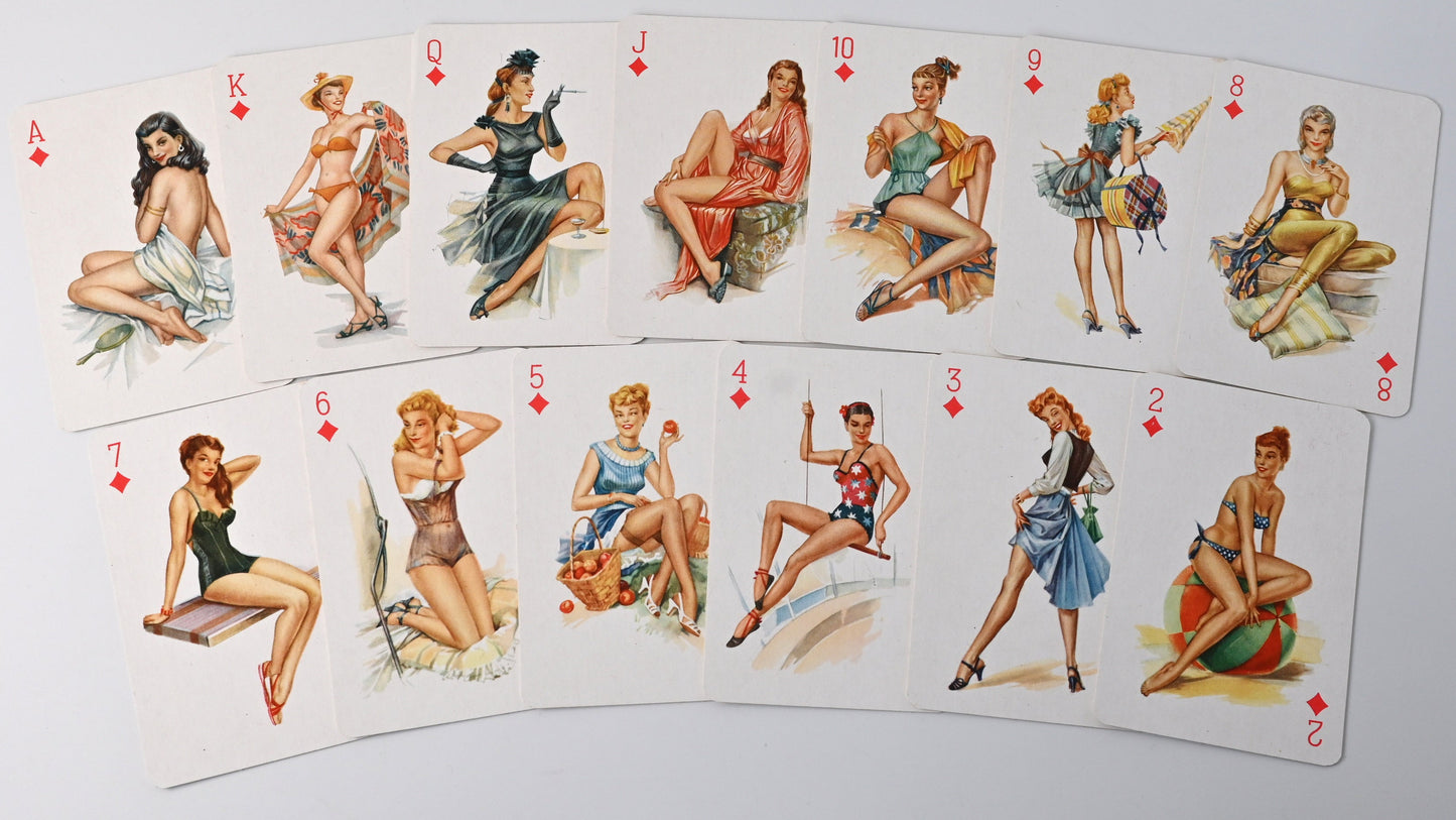 Pin-Up Playing Cards, Altenburger Vintage Deck, Sweetheart Design by Walter Krauss, Poker, Bridge, Canasta, 1970s