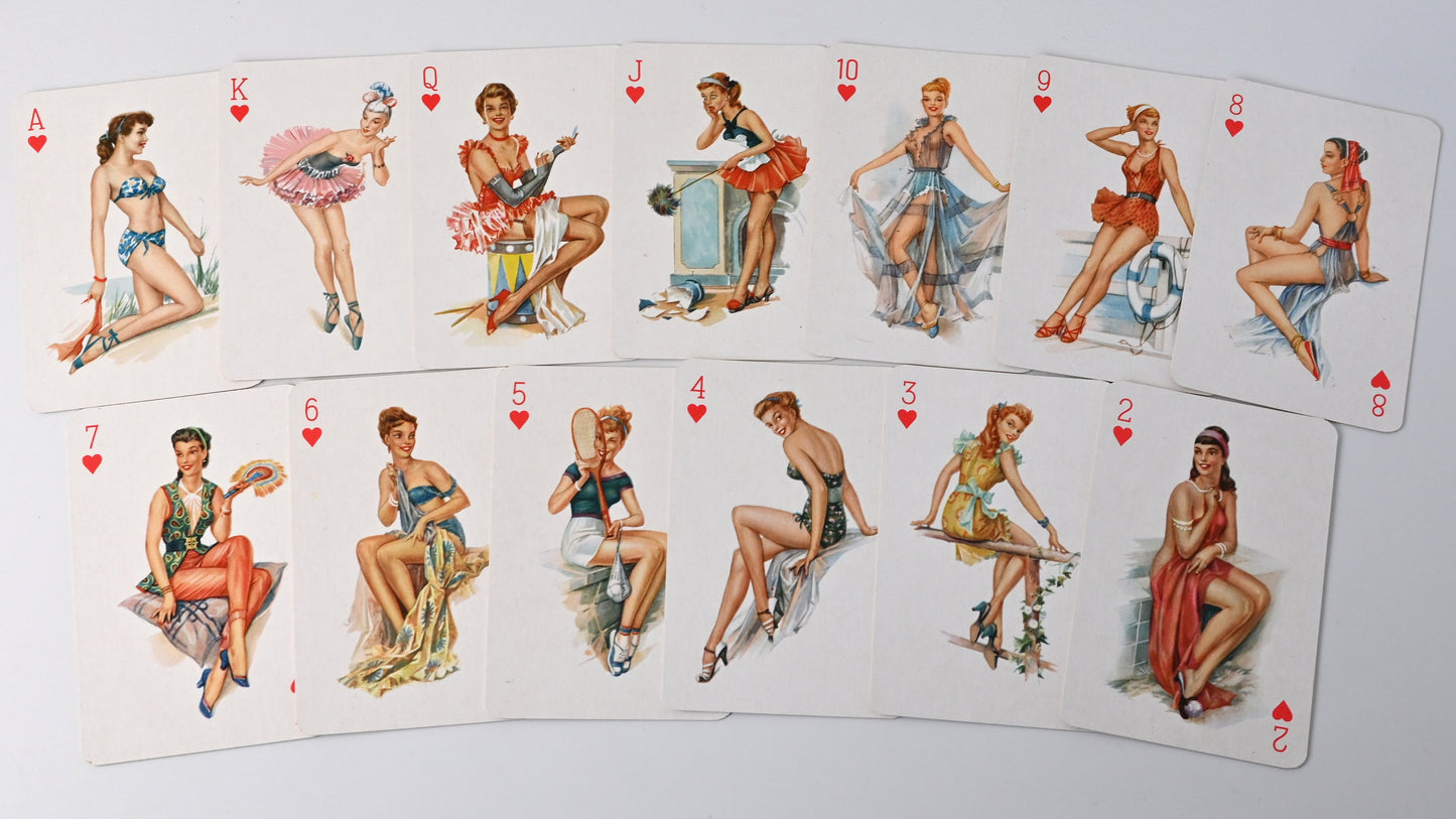 Pin-Up Playing Cards, Altenburger Vintage Deck, Sweetheart Design by Walter Krauss, Poker, Bridge, Canasta, 1970s