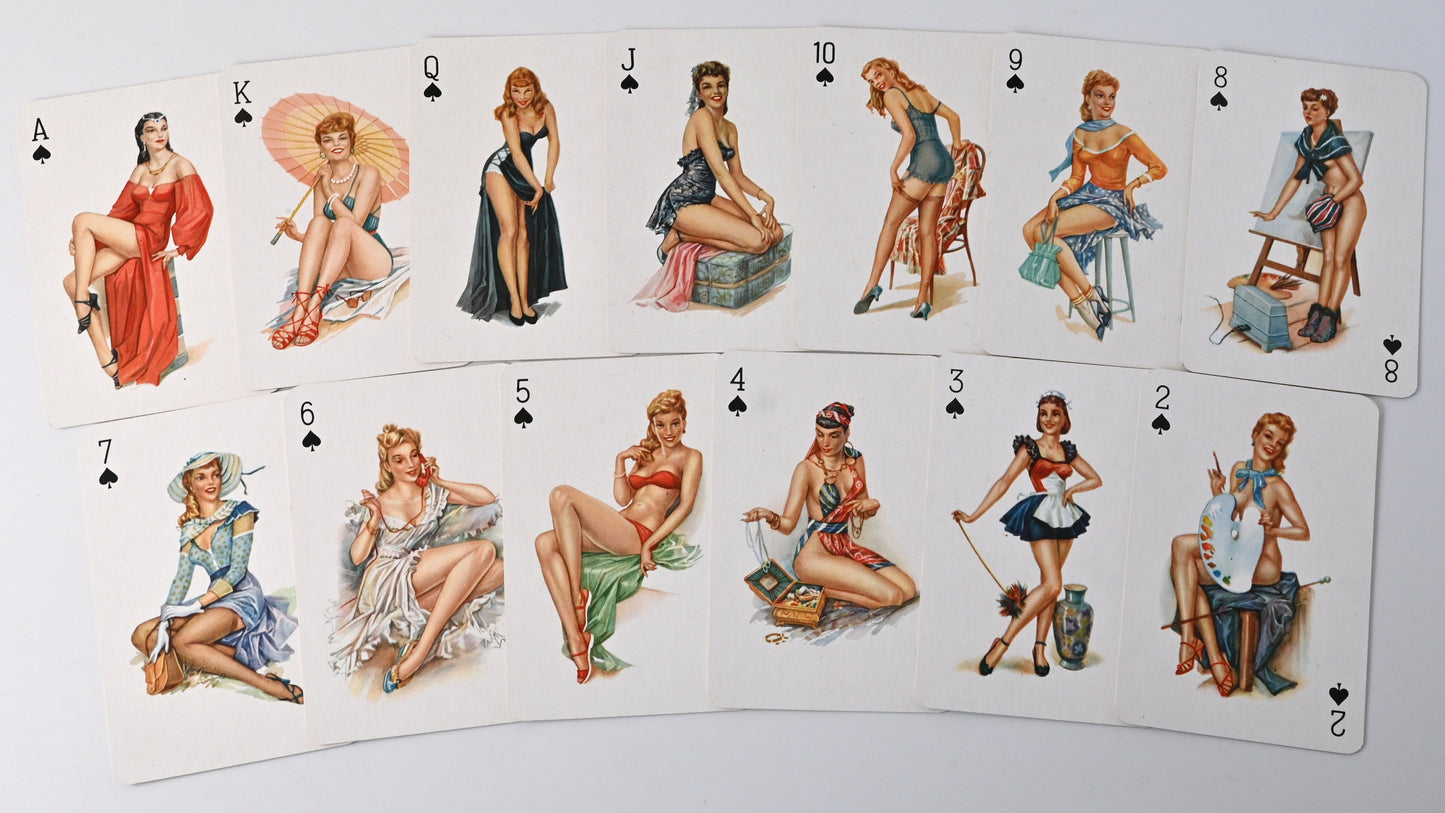 Pin-Up Playing Cards, Altenburger Vintage Deck, Sweetheart Design by Walter Krauss, Poker, Bridge, Canasta, 1970s