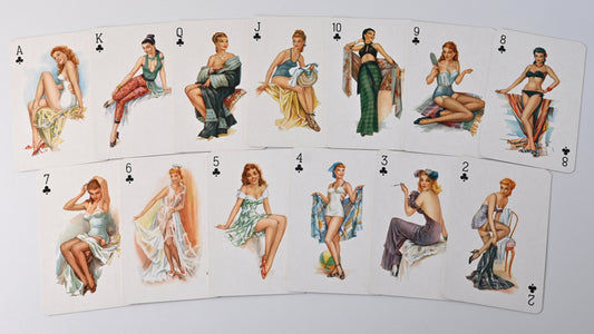Pin-Up Kartenspiel, Altenburger Spielkarten, Baby Dolls & Sweetheart Motiv, Rommé, Bridge, Poker, Canasta, 1970er Jahre