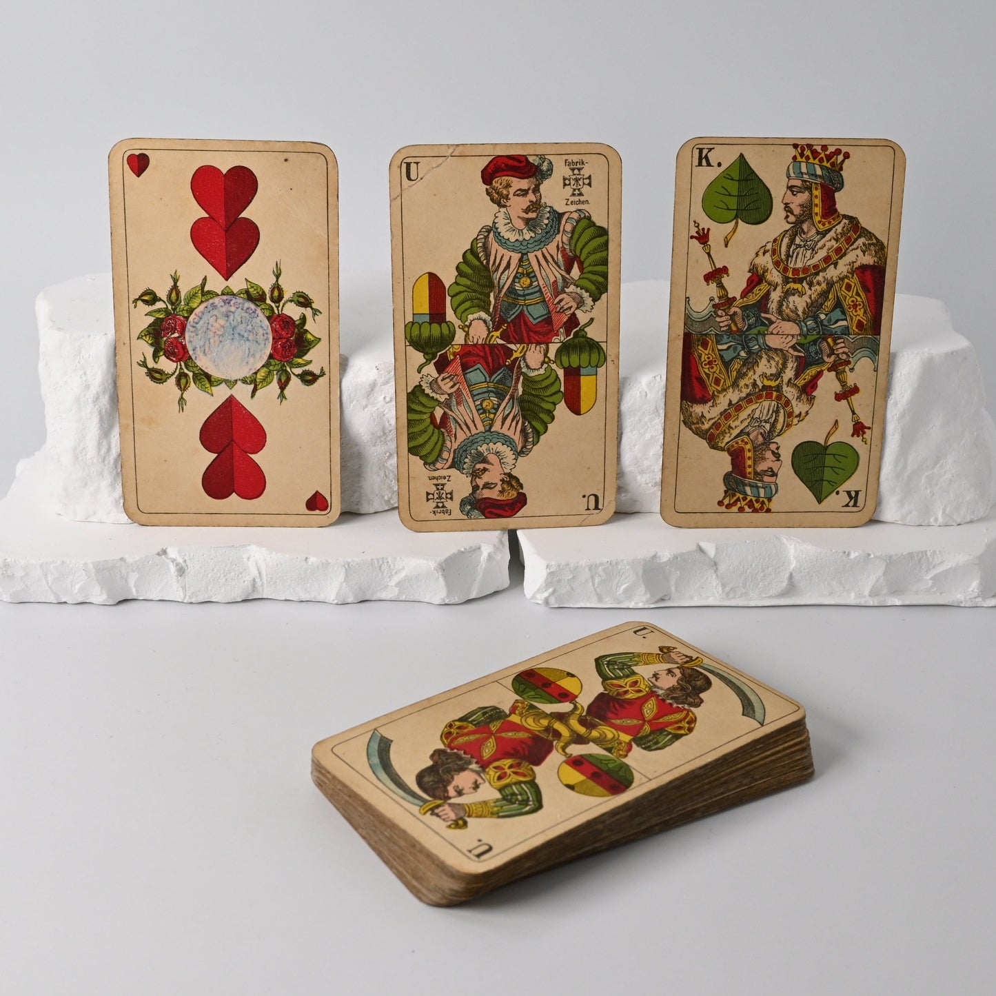 Skatspiel, Altenburger Spielkarten, bayerisches Doppelbild, AEG Reklame, deutsches Blatt, Einzelstück, 1930er Jahre