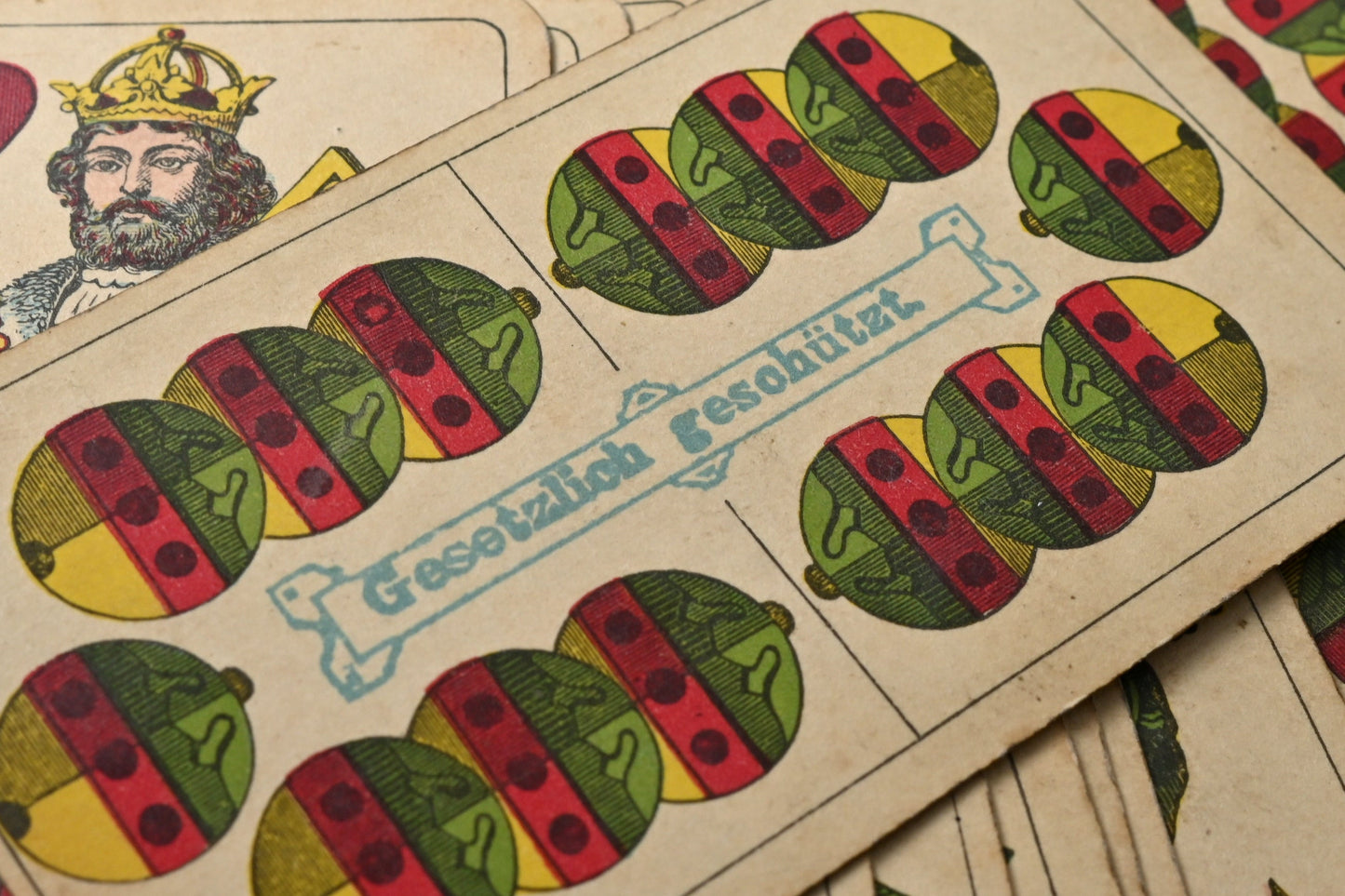 Skatspiel, Altenburger Spielkarten, bayerisches Doppelbild, AEG Reklame, deutsches Blatt, Einzelstück, 1930er Jahre