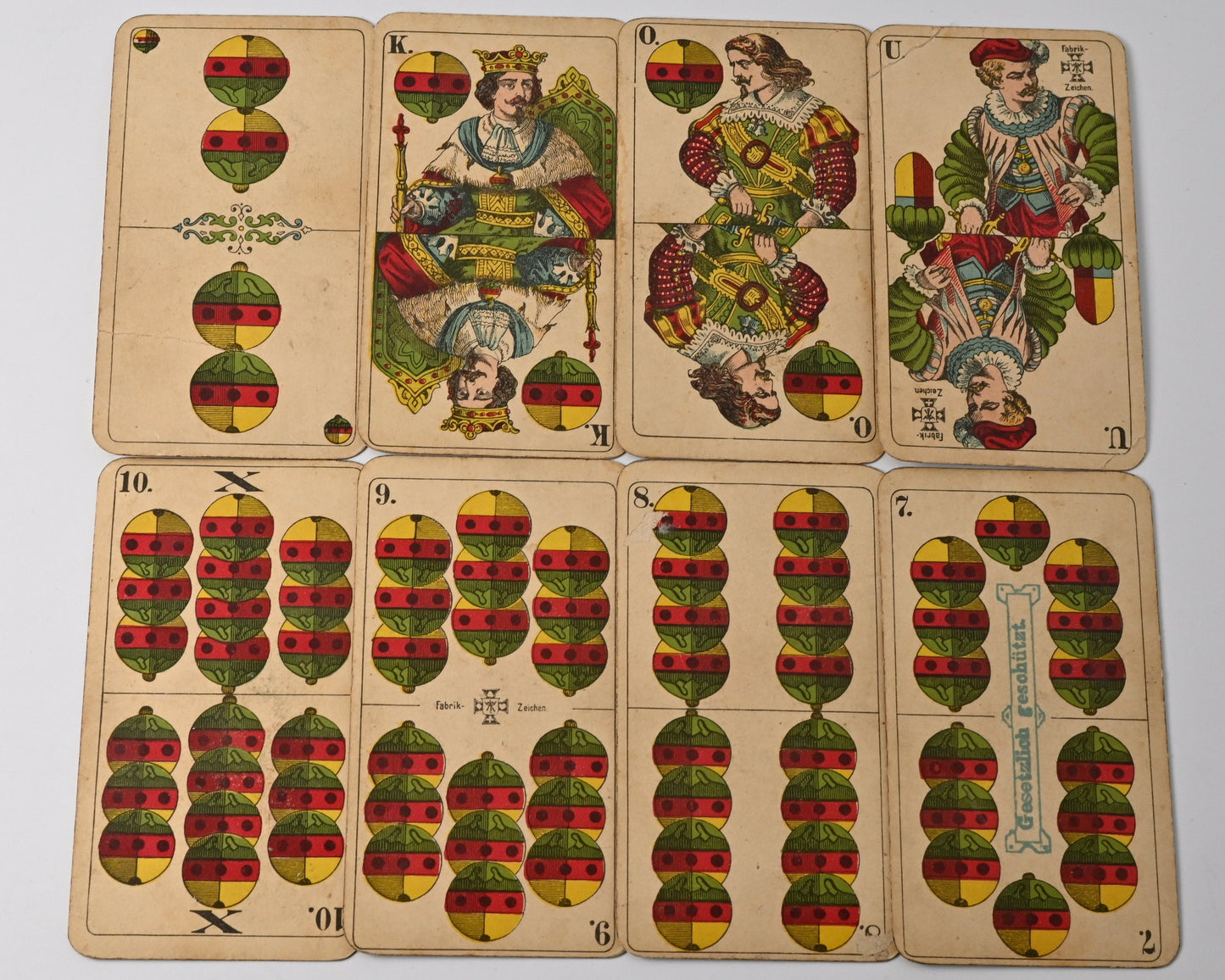 Skatspiel, Altenburger Spielkarten, bayerisches Doppelbild, AEG Reklame, deutsches Blatt, Einzelstück, 1930er Jahre