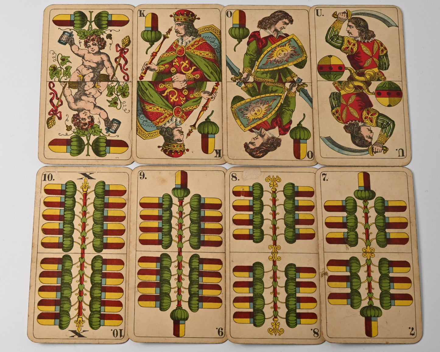 Skatspiel, Altenburger Spielkarten, bayerisches Doppelbild, AEG Reklame, deutsches Blatt, Einzelstück, 1930er Jahre