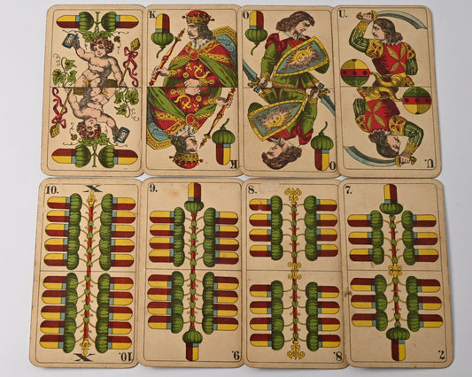 Skat Deck, Altenburger Playing Cards, Bavarian Pattern, AEG Advertising, German Suited Deck, One-of-a-Kind, 1930s