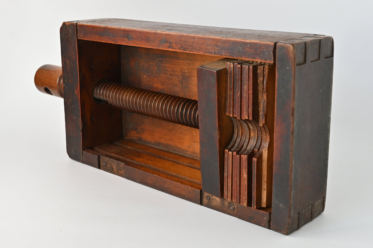 Spielkartenpresse aus Holz – Jugendstil-Design, deutsches Kaiserreich – 1910er Jahre