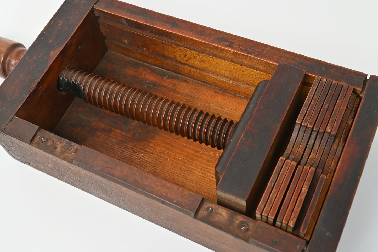 Spielkartenpresse aus Holz – Jugendstil-Design, deutsches Kaiserreich – 1910er Jahre