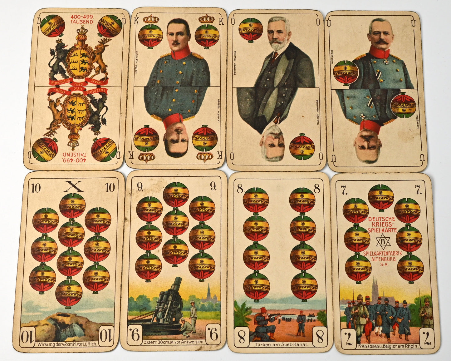 kat Deck – German War Playing Card No. 194, Altenburg Playing Cards, German-Suited Pattern, German Empire, One of a Kind – 1910s