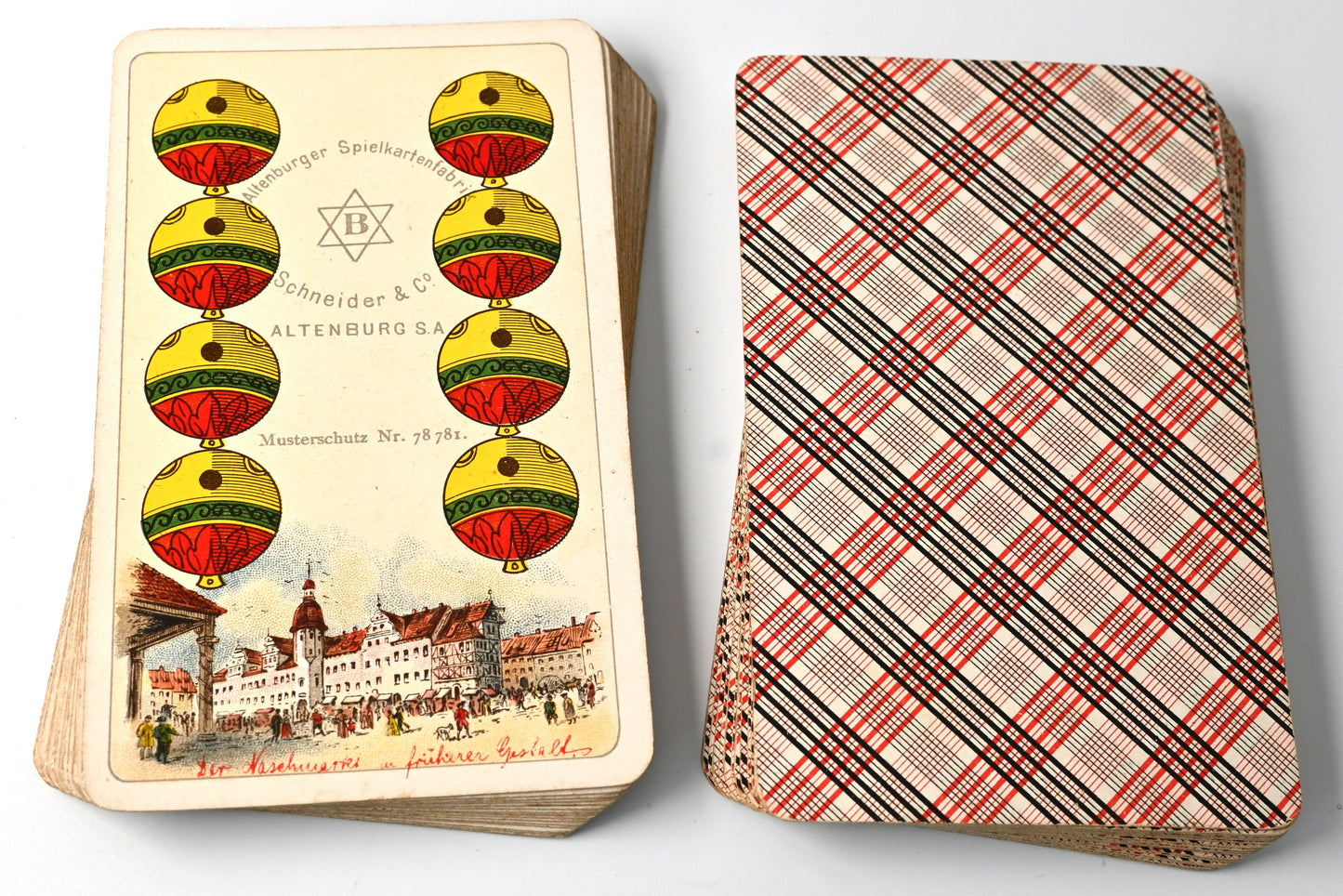 Altenburg Skat Deck 1897 – Leipzig Skat Card with Gilt Edges, German Suits, Carl Schneider & Co., 32 Cards, One-of-a-Kind – 1890s