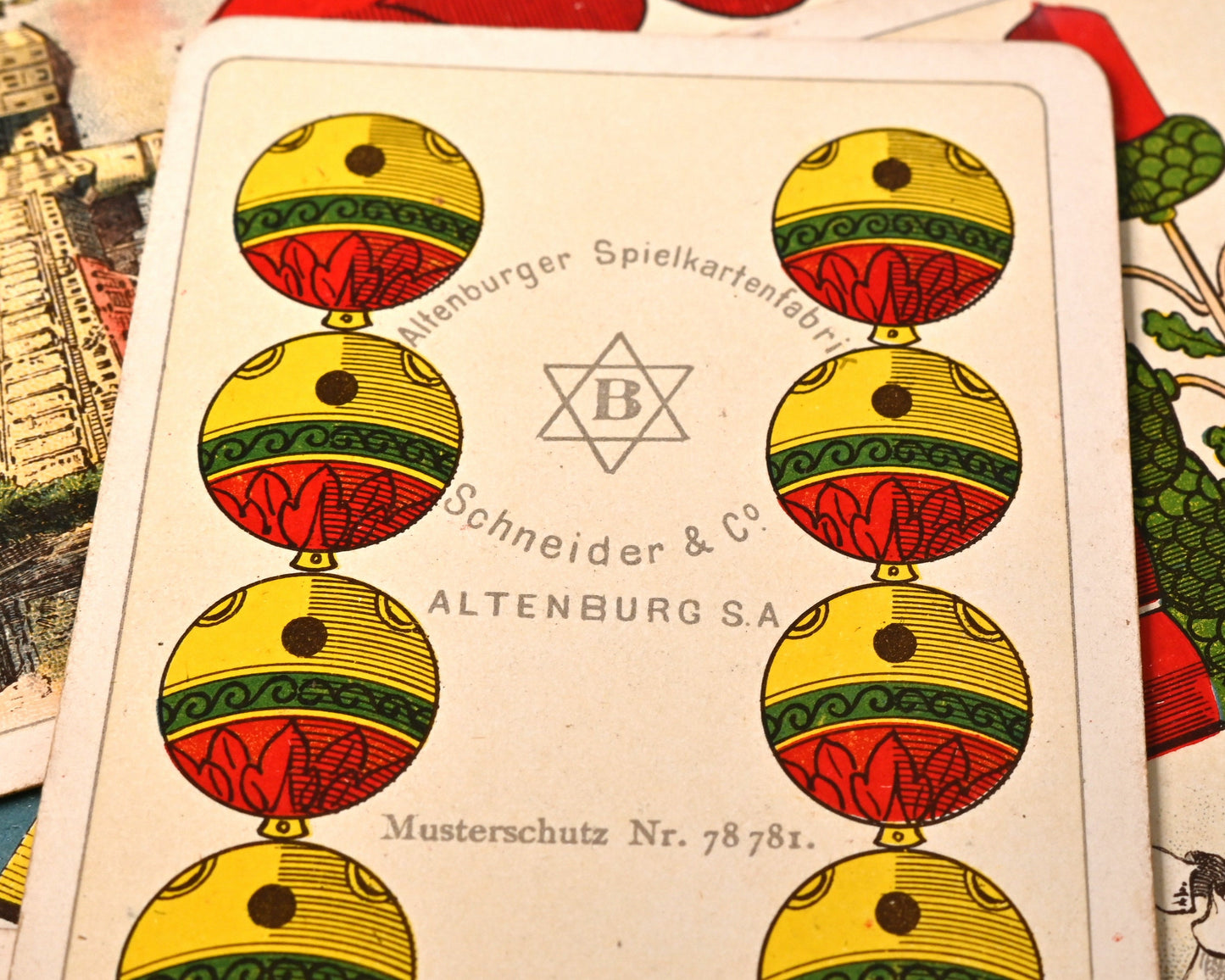 Altenburg Skat Deck 1897 – Leipzig Skat Card with Gilt Edges, German Suits, Carl Schneider & Co., 32 Cards, One-of-a-Kind – 1890s