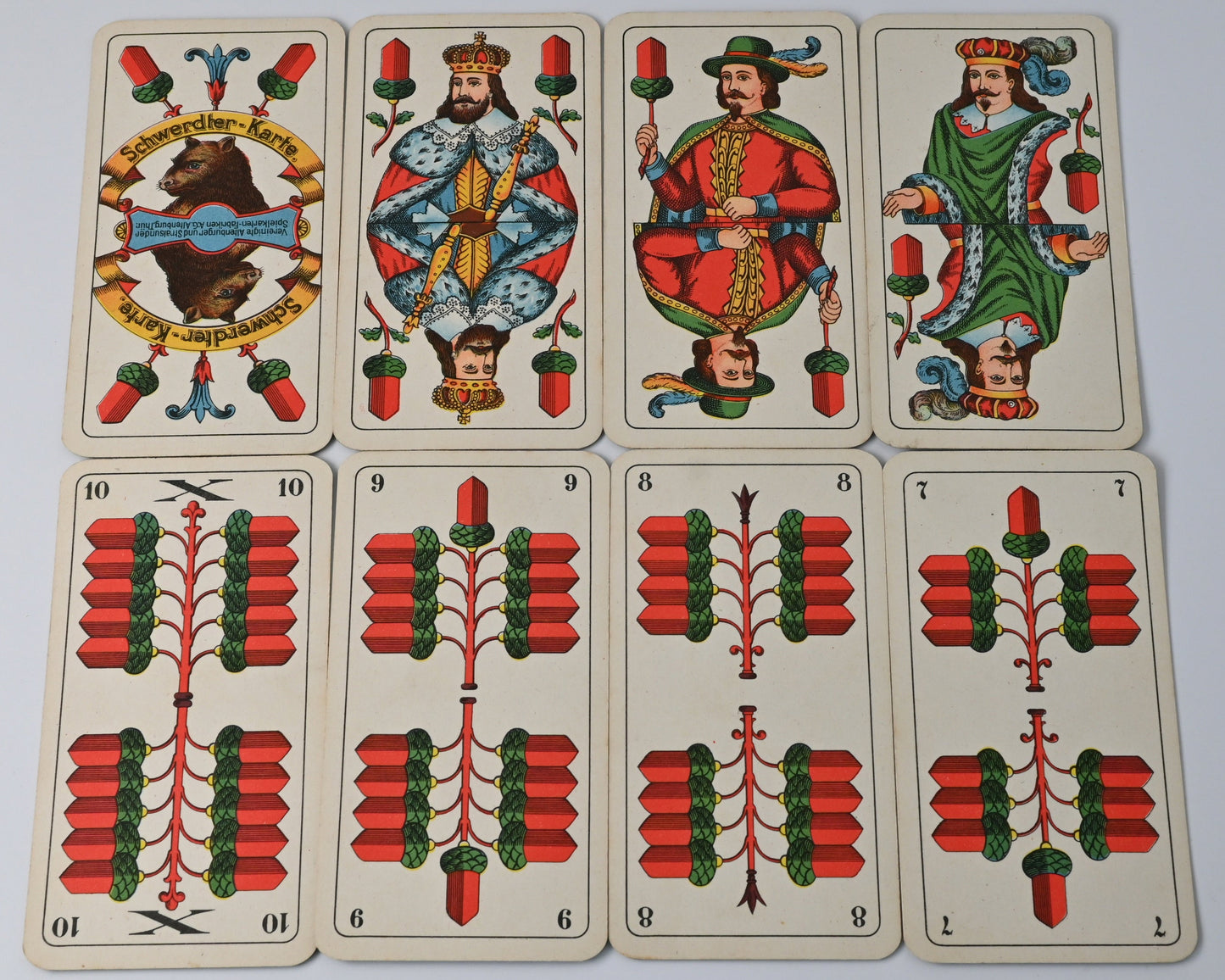 Skat Deck – Altenburger Playing Cards, Skat No. 30, Schwerter Pattern, Saxon Double Figure, German-suited Deck, One of a Kind – 1940s