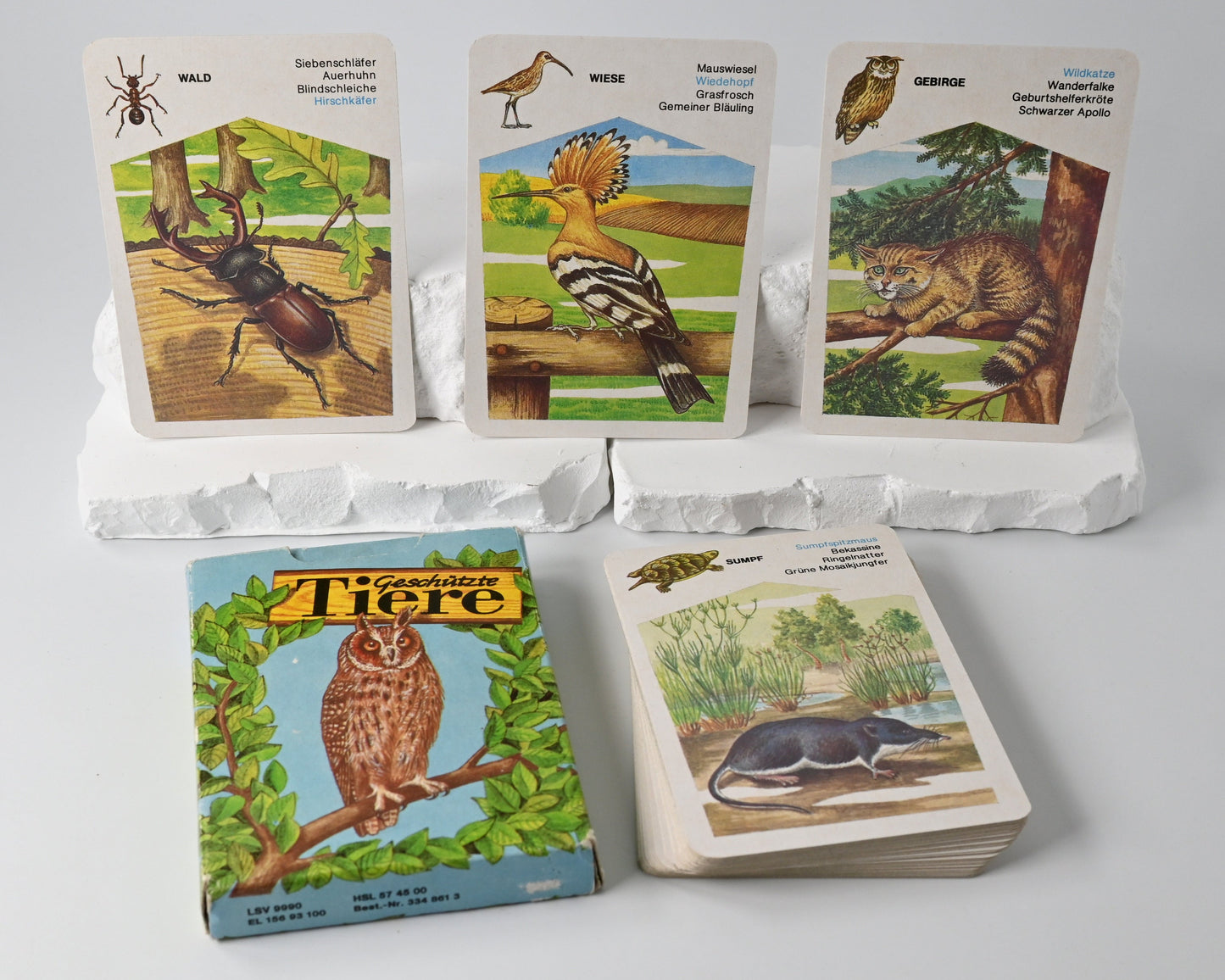 Quartettspiel – Geschützte Tiere, Altenburger Spielkarten DDR, Einzelstück – 1980er Jahre