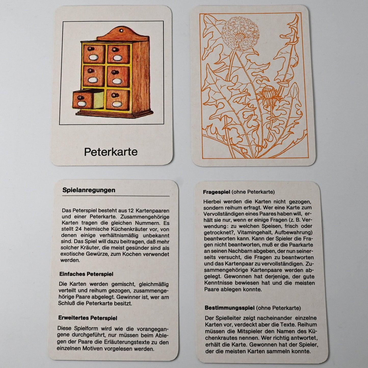 Quartettspiel – Heimische Küchenkräuter, Altenburger Spielkarten DDR, Einzelstück – 1980er Jahre