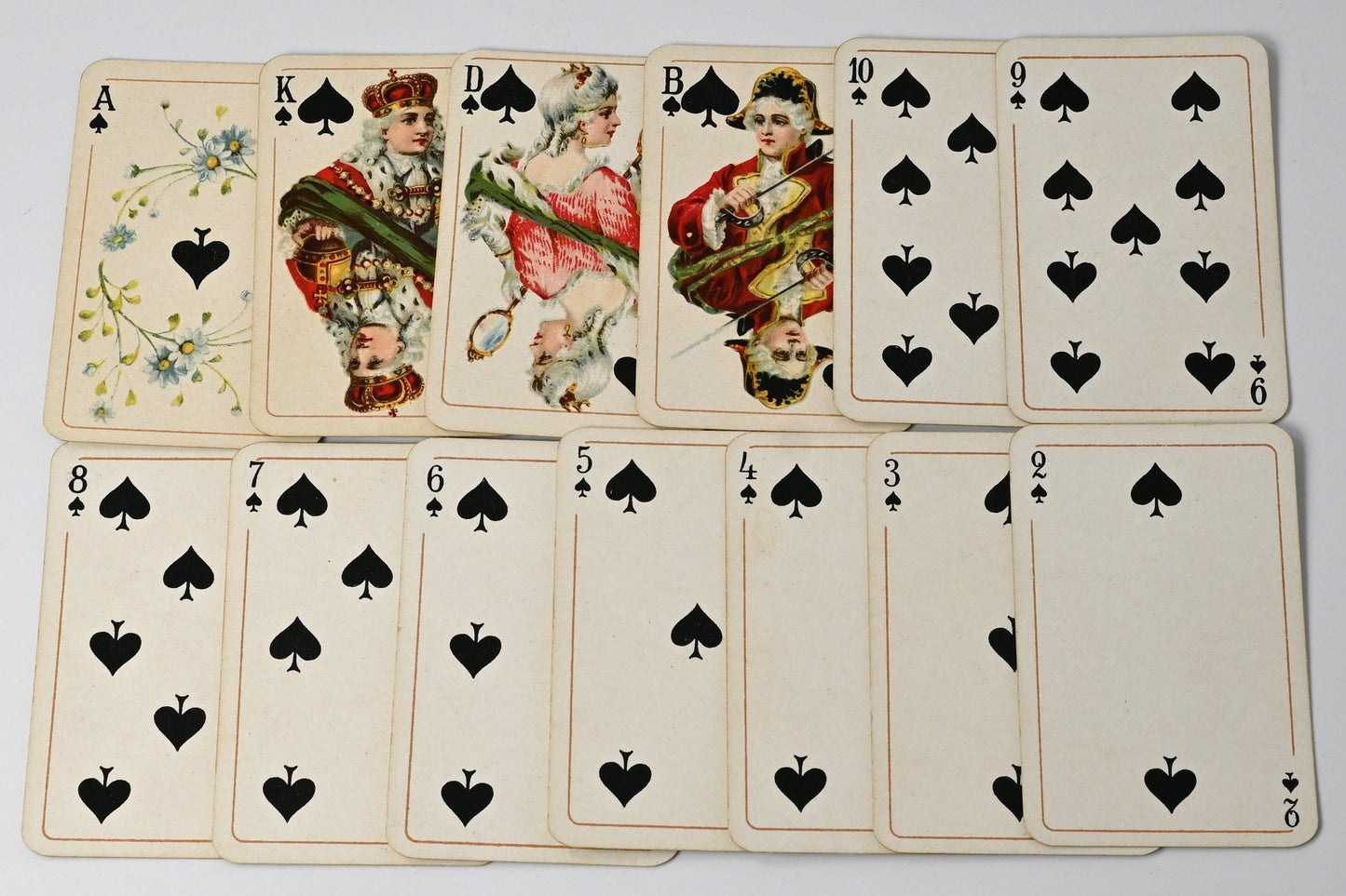 Salon Patience Nr 170, Vereinigte Stralsunder Spielkarten Fabriken, mit Goldecken, Reichsstempel Nr 4, Einzelstück, 1920er Jahre