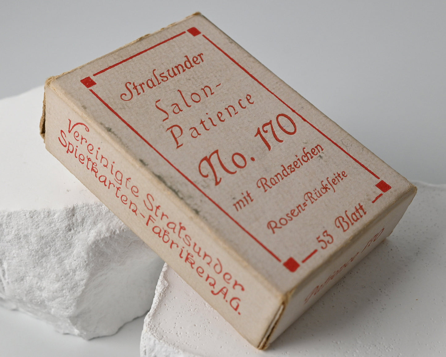 Salon Patience Nr 170, Vereinigte Stralsunder Spielkarten Fabriken, mit Goldecken, Reichsstempel Nr 4, Einzelstück, 1920er Jahre