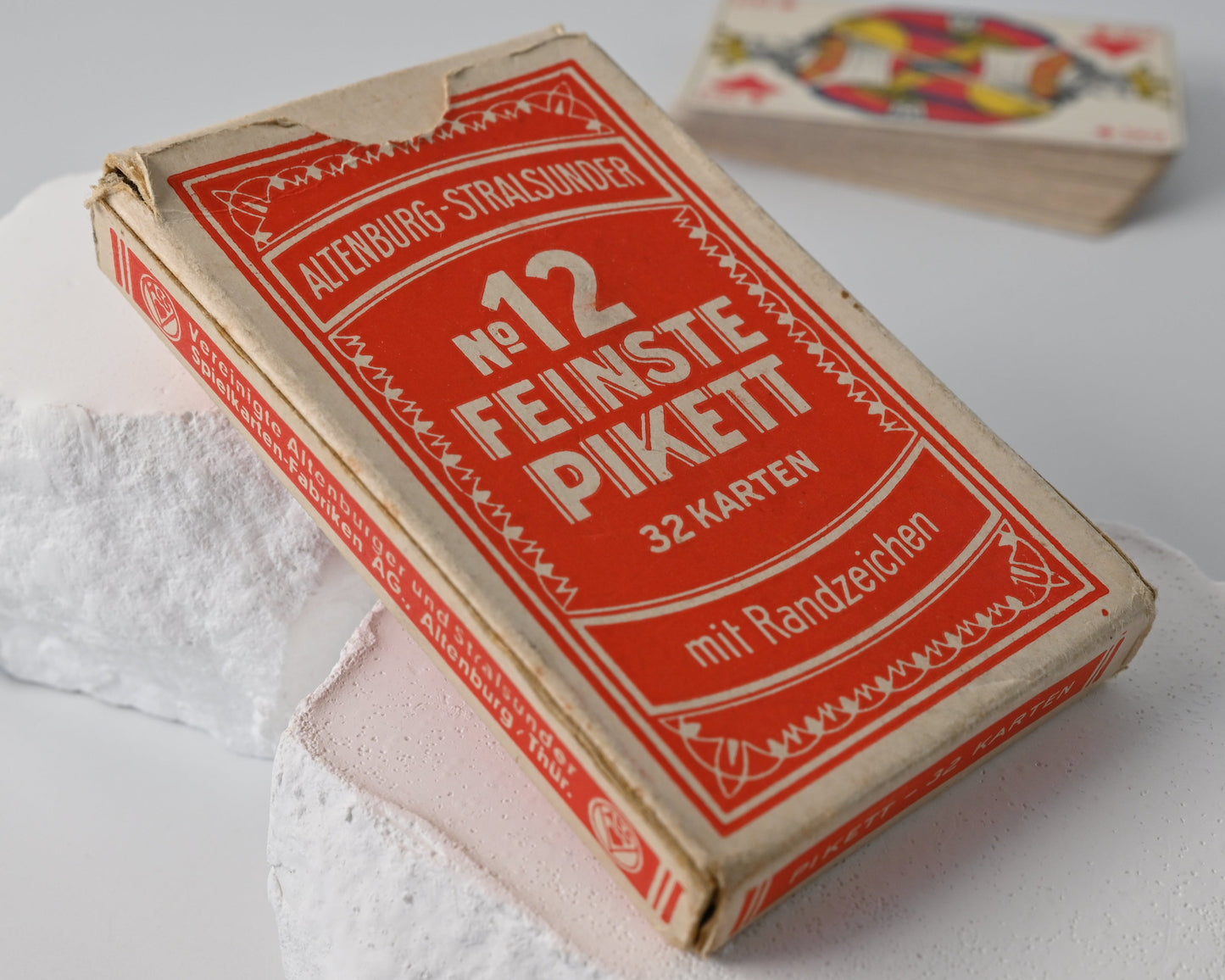 Piquet Kartenspiel, Altenburger Spielkarten, Feinste Piquet Nr 12, französisches Blatt, Einzelstück, 1930er Jahre
