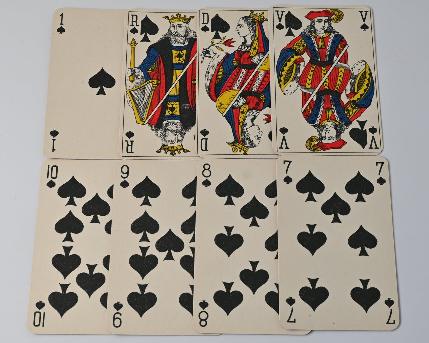 Piquet Kartenspiel, Altenburger Spielkarten, Feinste Piquet Nr 12, französisches Blatt, Einzelstück, 1930er Jahre