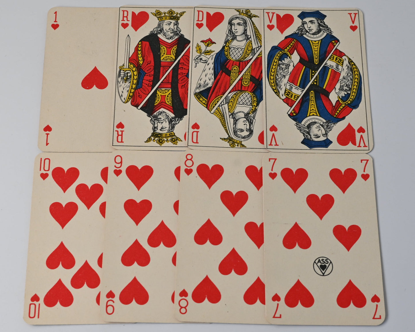 Piquet Kartenspiel, Altenburger Spielkarten, Feinste Piquet Nr 12, französisches Blatt, Einzelstück, 1930er Jahre