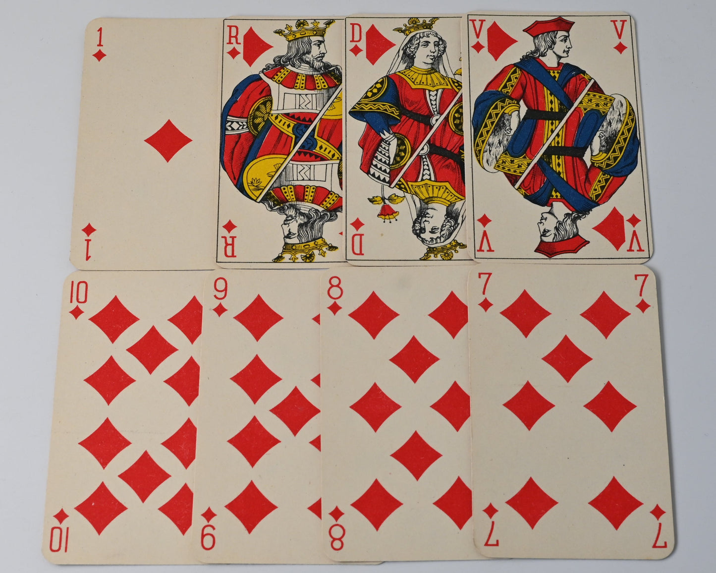 Piquet Kartenspiel, Altenburger Spielkarten, Feinste Piquet Nr 12, französisches Blatt, Einzelstück, 1930er Jahre