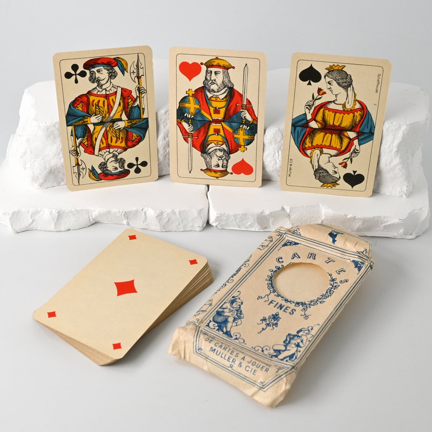 Piquet-Kartenspiel – J. Müller & Cie Schaffhausen, Cartes Fines, Schweizer Spielkarten, Einzelstück – 1920er Jahre