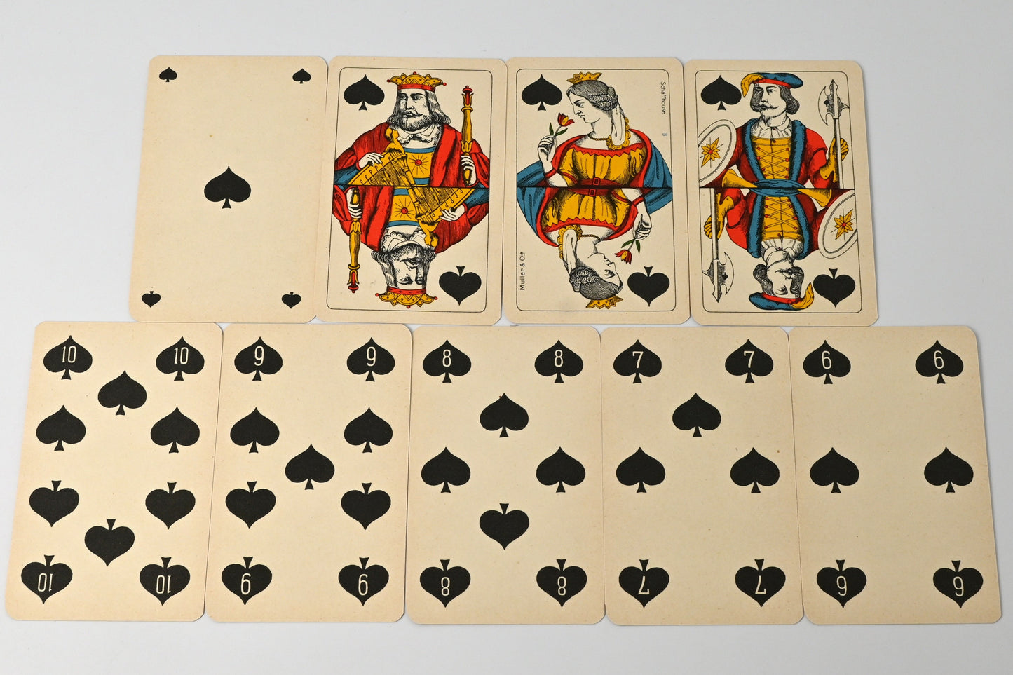 Piquet-Kartenspiel – J. Müller & Cie Schaffhausen, Cartes Fines, Schweizer Spielkarten, Einzelstück – 1920er Jahre
