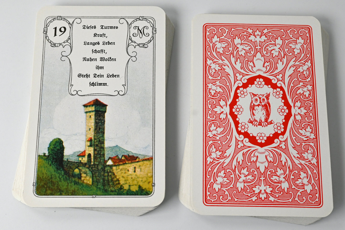 Vintage Lenormand Fortune Telling Cards Lemona with Verses, J. M. Müller & Cie, Vintage Oracle Deck, Unique Piece, 1970s