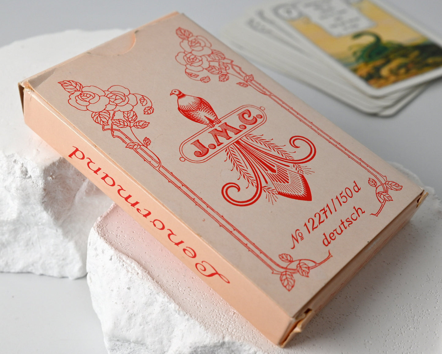 Vintage Lenormand Fortune Telling Cards Lemona with Verses, J. M. Müller & Cie, Vintage Oracle Deck, Unique Piece, 1970s
