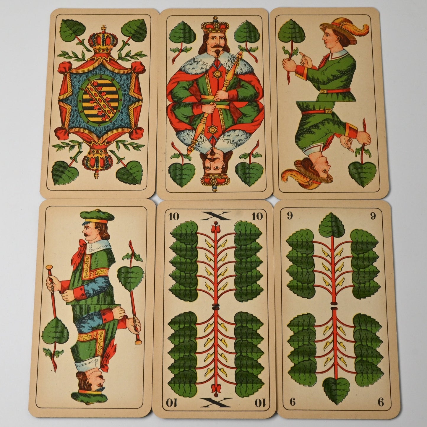 Doppelkopf Playing Cards No. 128 D, Altenburg, Schwerdter Pattern, Saxon Double Portrait, 1940s