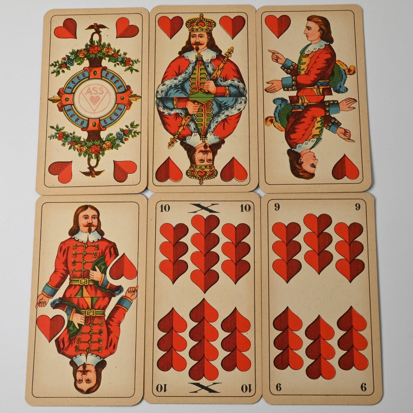 Doppelkopf Playing Cards No. 128 D, Altenburg, Schwerdter Pattern, Saxon Double Portrait, 1940s