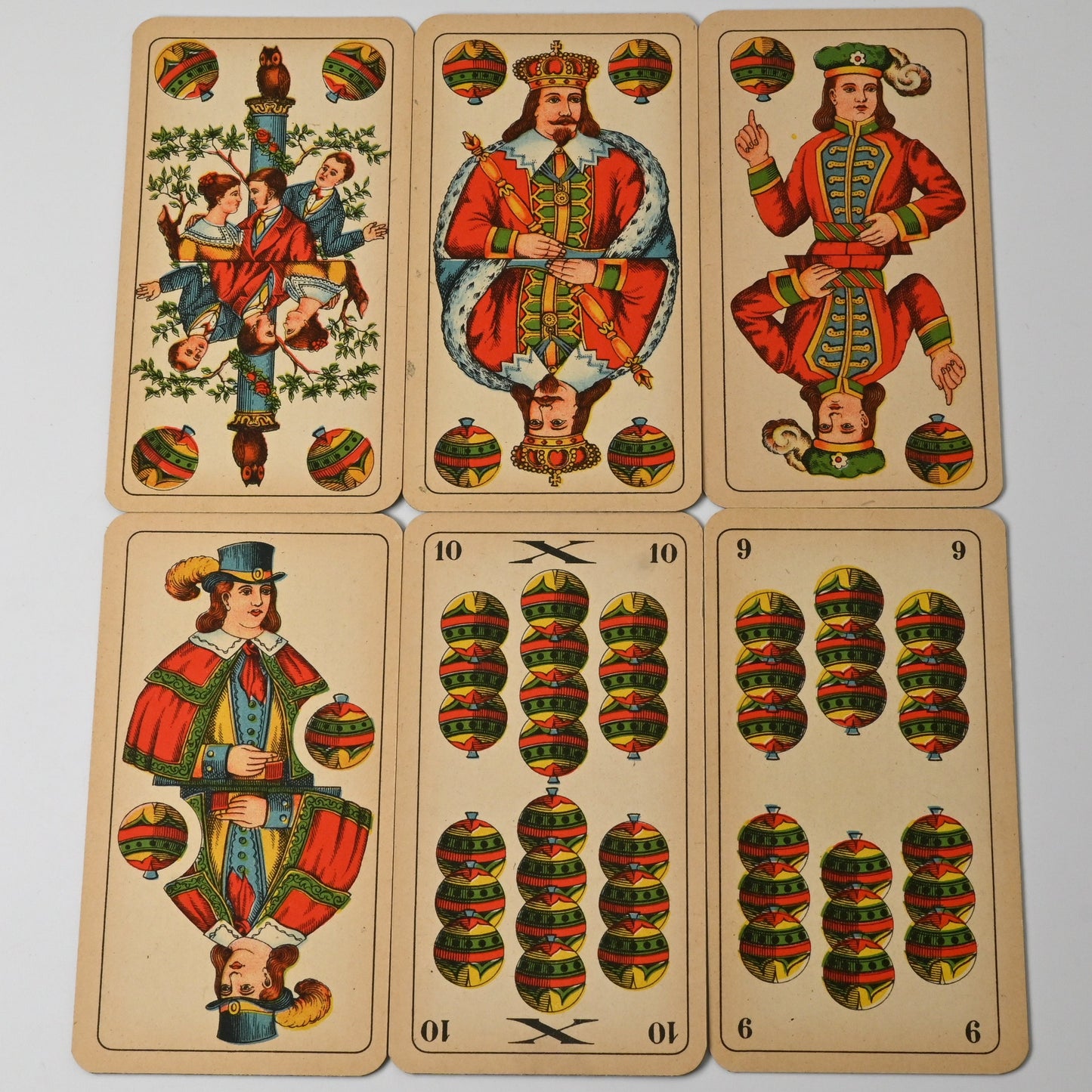 Doppelkopf Playing Cards No. 128 D, Altenburg, Schwerdter Pattern, Saxon Double Portrait, 1940s